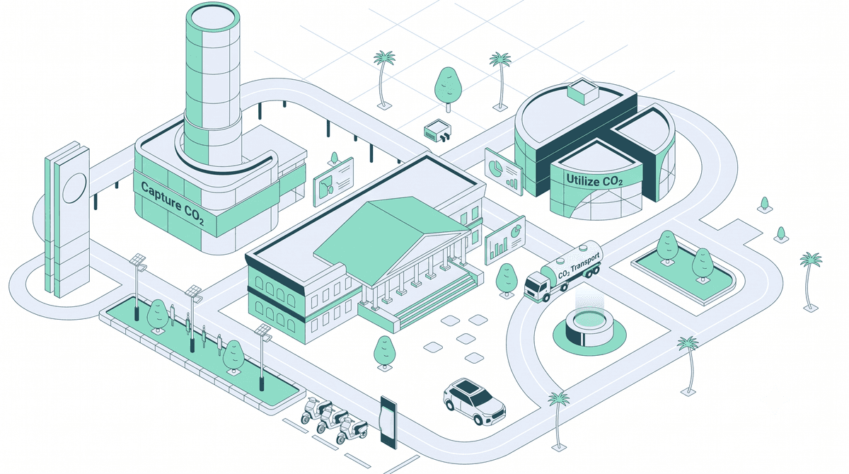 CO₂ marketplace — circular carbon ecosystem illustration